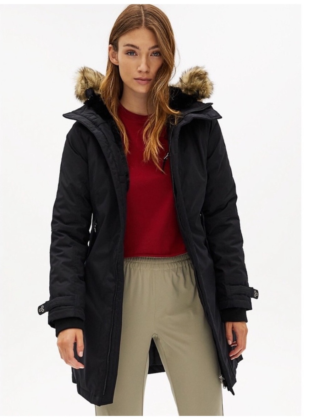 Aritzia TNA Summit Parka Coat Goose Down Jacket Faux Fur Trim Hood